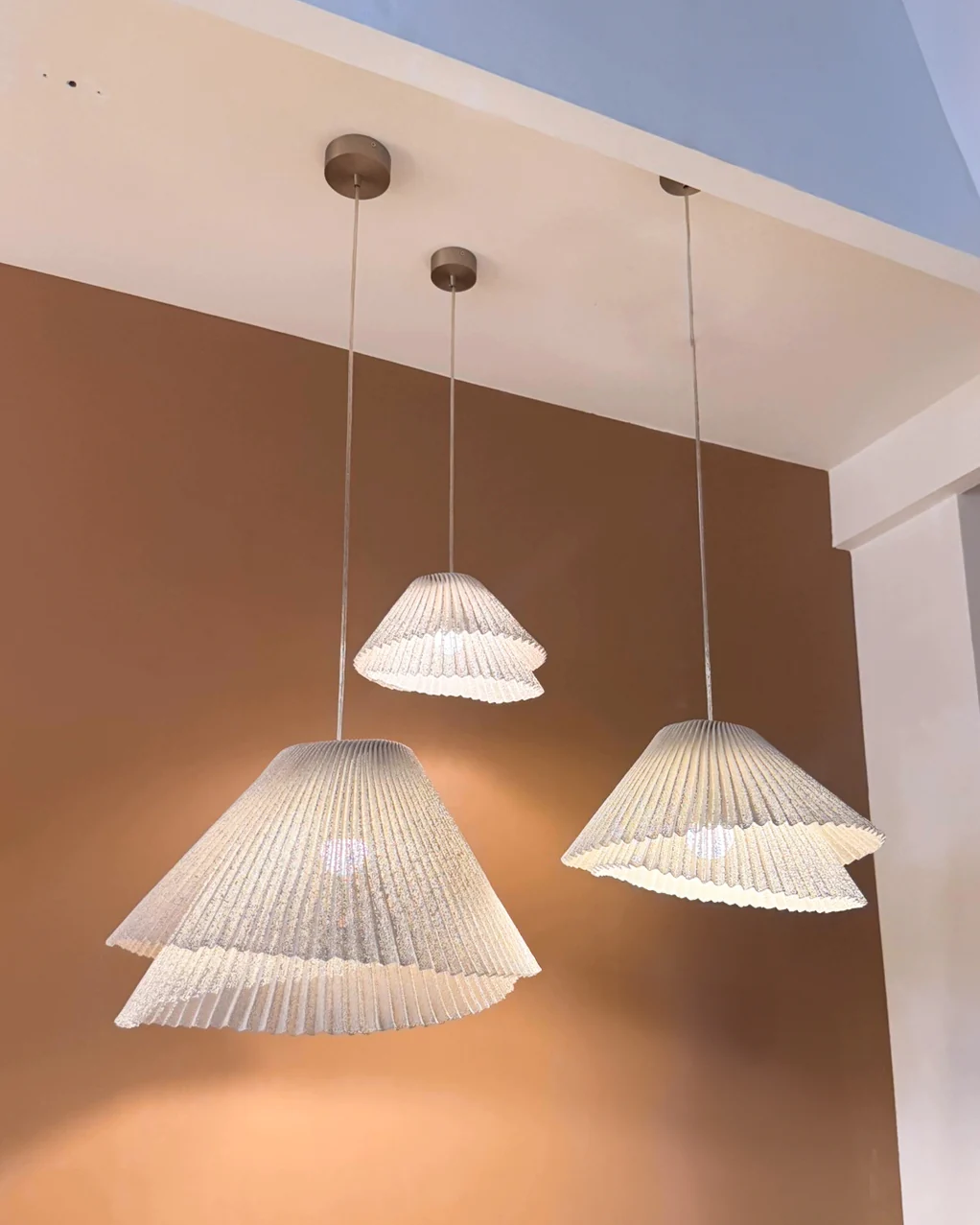 Genoise layered fabric wabi sabi minimalist japandi pendant light - Image 18