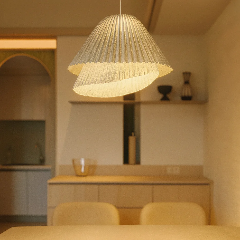 Genoise layered fabric wabi sabi minimalist japandi pendant light - Image 4