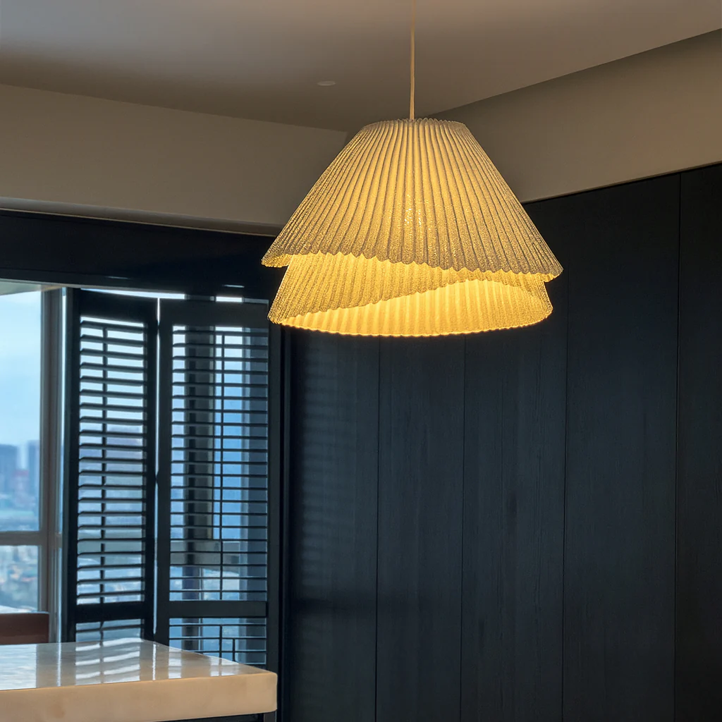 Genoise layered fabric wabi sabi minimalist japandi pendant light - Image 5