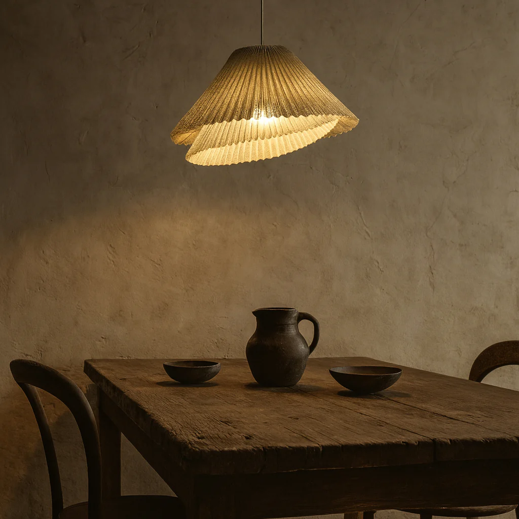 Genoise layered fabric wabi sabi minimalist japandi pendant light - Image 7