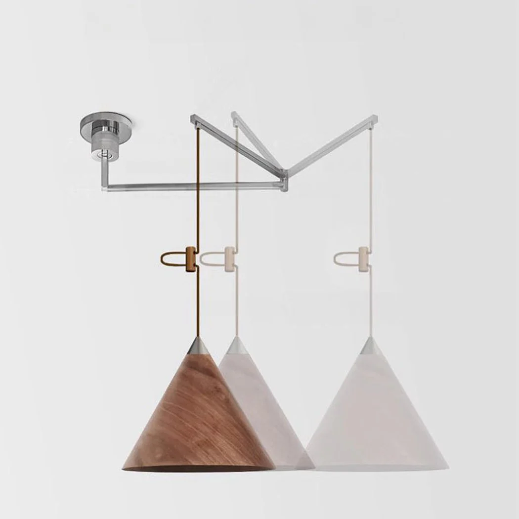 Geppetto Swing Arm Wooden Shade Ceiling Light / Pendant Light - Image 2