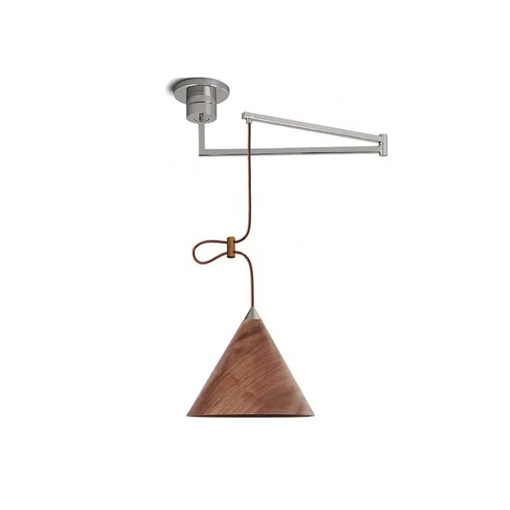 Geppetto Swing Arm Wooden Shade Ceiling Light / Pendant Light - Image 3