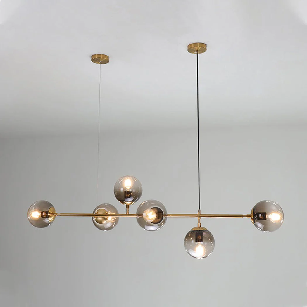Olive Tree 6 Head Branch Tinted Glass Kitchen Island Pendant Light