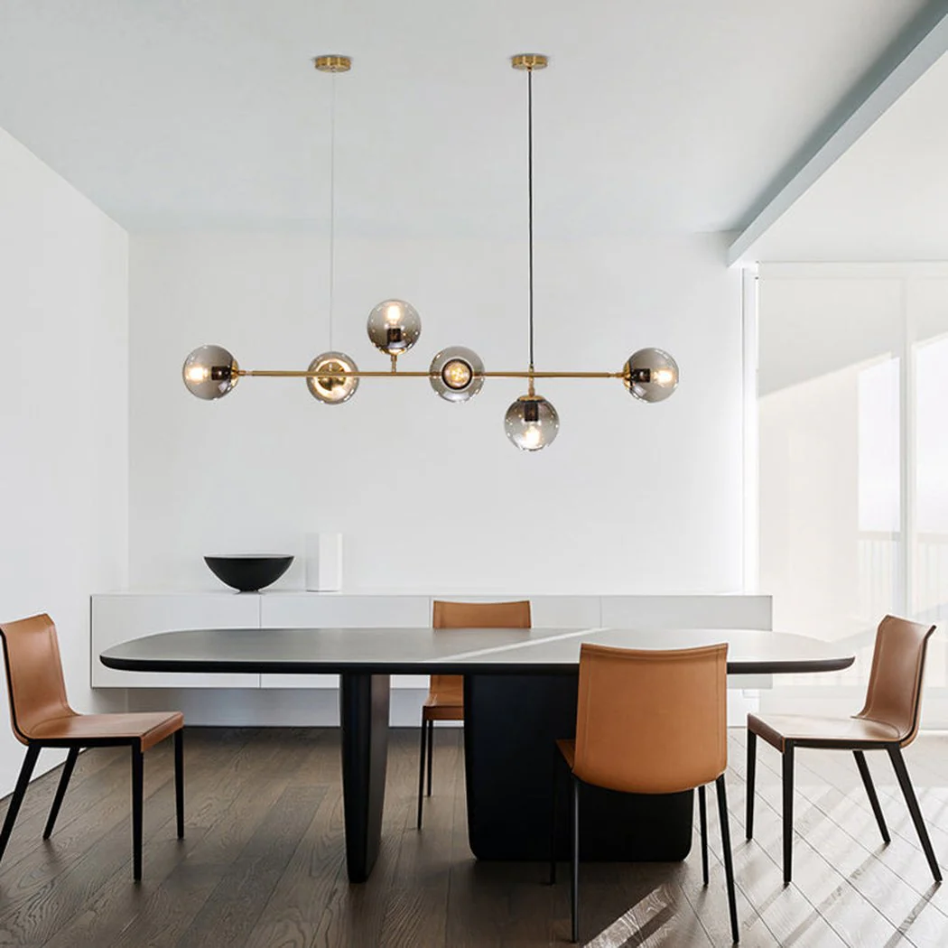 Olive Tree 6 Head Branch Tinted Glass Kitchen Island Pendant Light - Image 2
