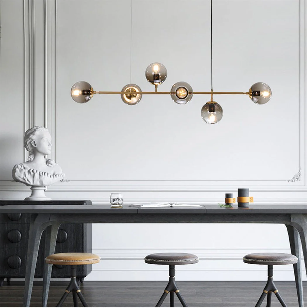 Olive Tree 6 Head Branch Tinted Glass Kitchen Island Pendant Light - Image 3