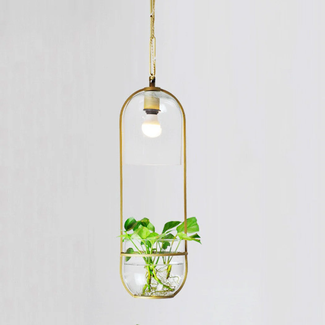 Hanging Plant Vase Brass Pendant Light - Image 5