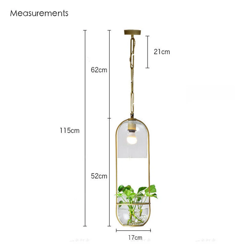 Hanging Plant Vase Brass Pendant Light - Image 9