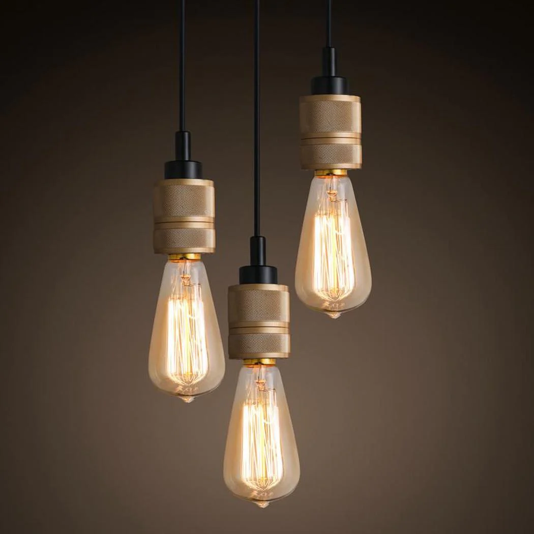 Hooked Brass 3 Bulb Cluster Pendant Light - Image 3