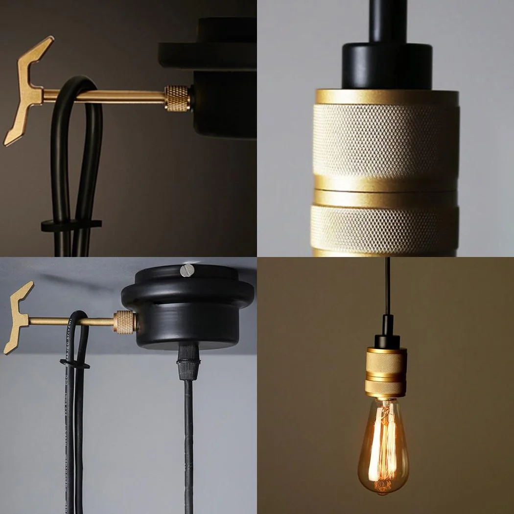 Hooked Brass 3 Bulb Cluster Pendant Light - Image 4