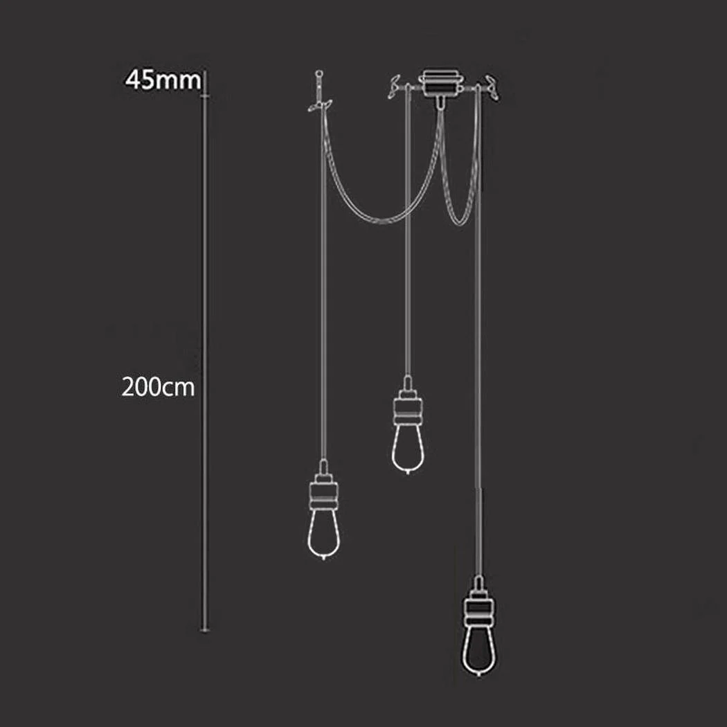 Hooked Brass 3 Bulb Cluster Pendant Light - Image 7
