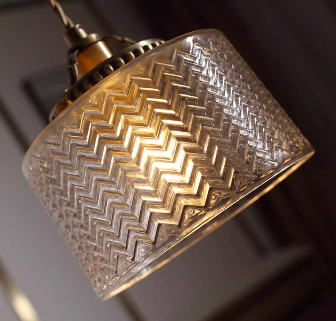 Jaipur Fluted Dome Glass With Brass Fitting Art Deco Pendant Light - Image 13
