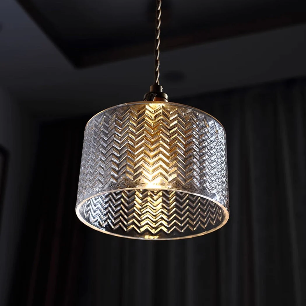 Jaipur Fluted Dome Glass With Brass Fitting Art Deco Pendant Light - Image 6