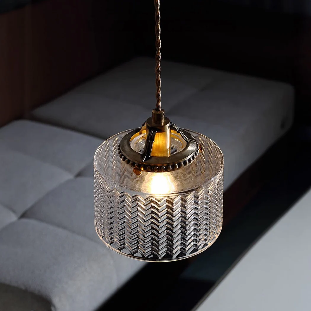 Jaipur Fluted Dome Glass With Brass Fitting Art Deco Pendant Light - Image 7