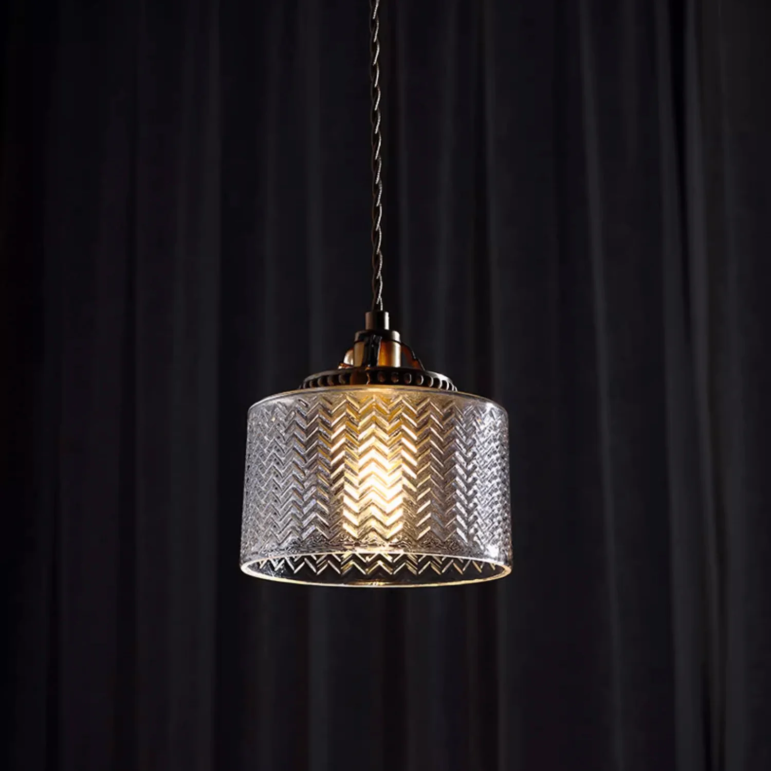 Jaipur Fluted Dome Glass With Brass Fitting Art Deco Pendant Light - Image 8
