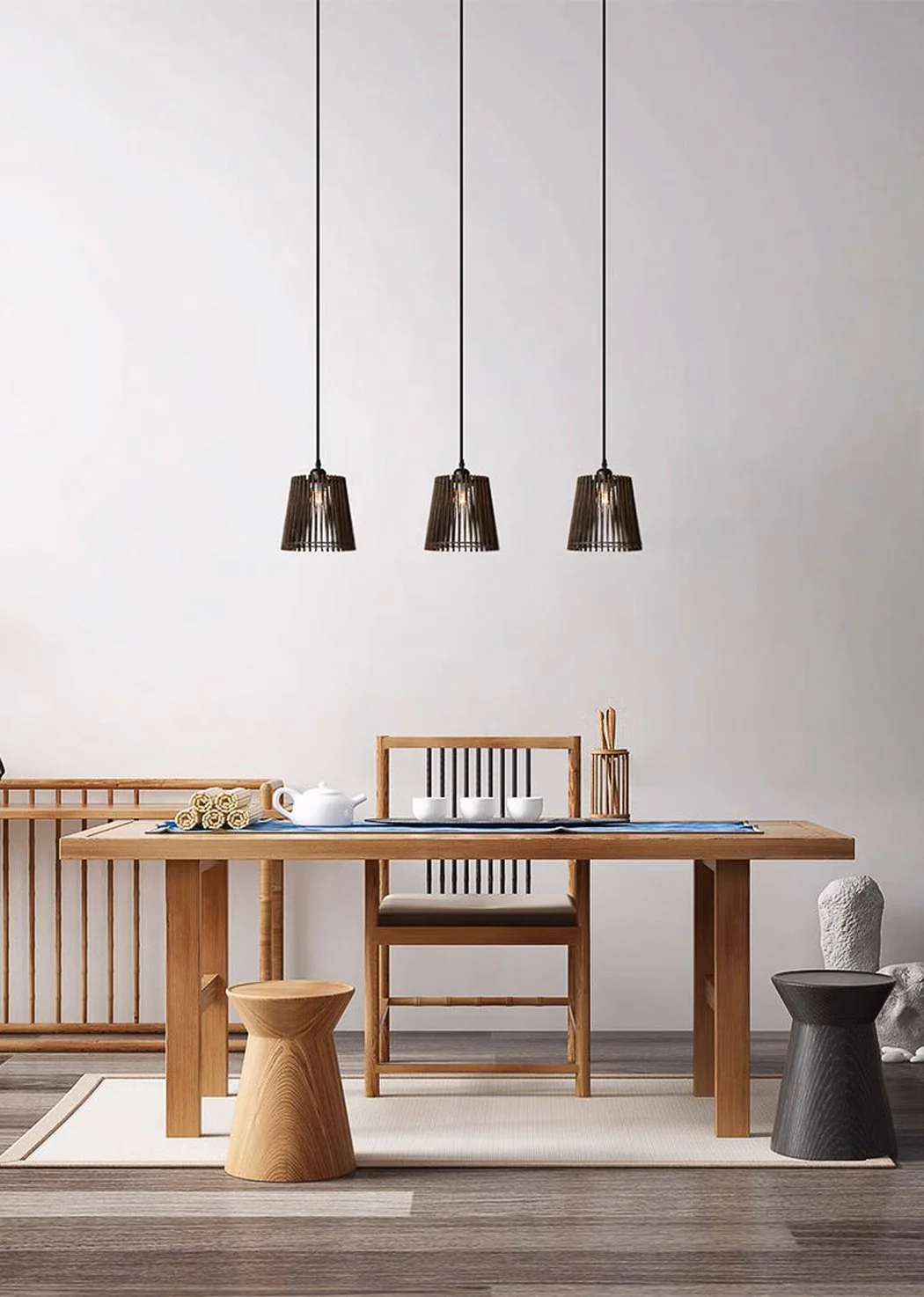 Kaho Wooden Shade Japandi Pendant Light - Image 7