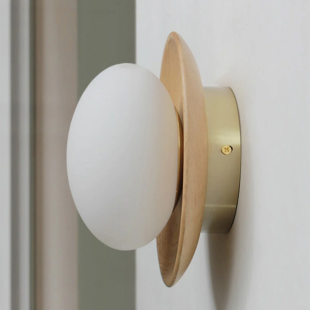 Kato Wooden Plate Japandi Wall Light - Image 2