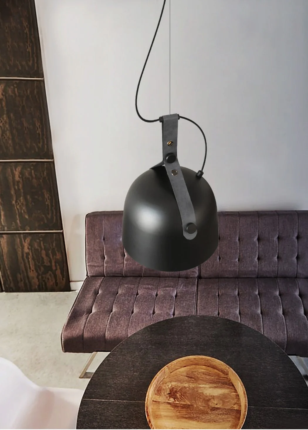 Kemi loft minimalist monochrome pendant light with strap handle - Image 13