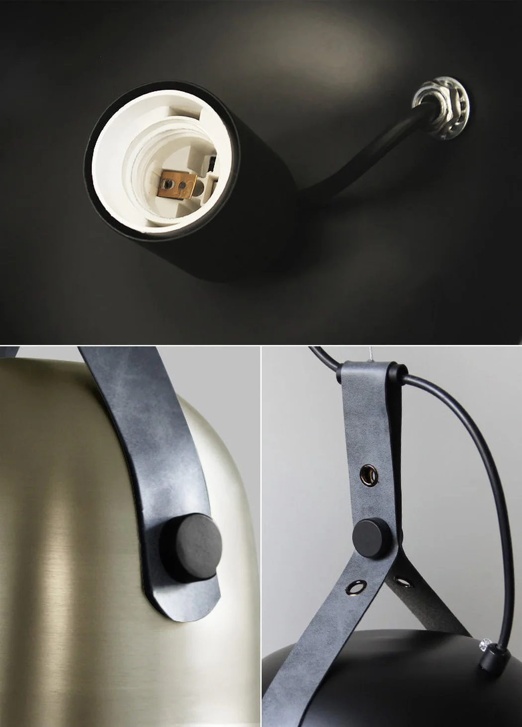 Kemi loft minimalist monochrome pendant light with strap handle - Image 15