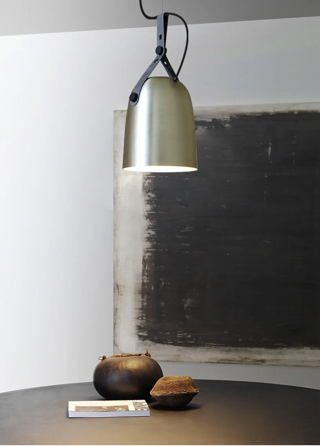 Kemi loft minimalist monochrome pendant light with strap handle - Image 3