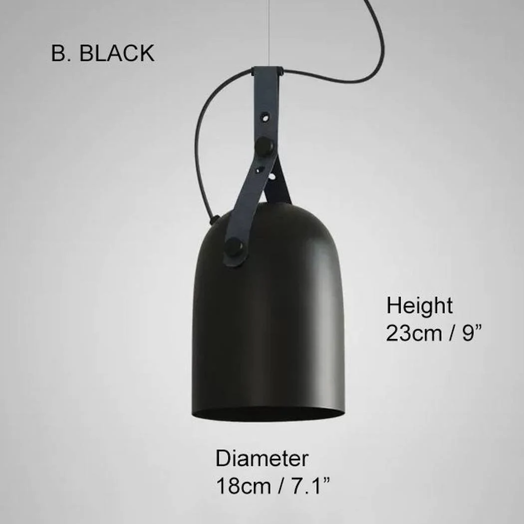Kemi loft minimalist monochrome pendant light with strap handle - Image 6