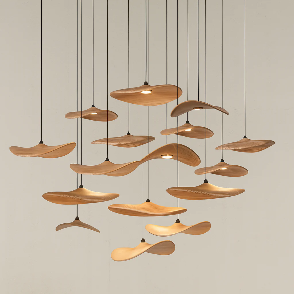 Kintsu Wood Wabi Sabi Japandi Pendant Light Chandelier