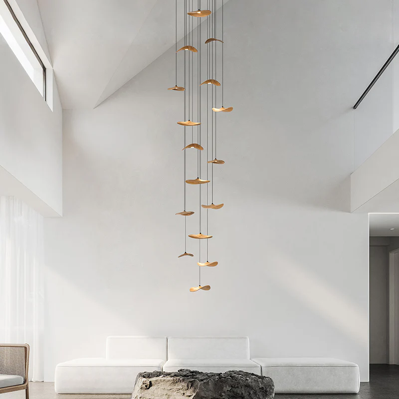Kintsu Wood Wabi Sabi Japandi Pendant Light Chandelier - Image 11