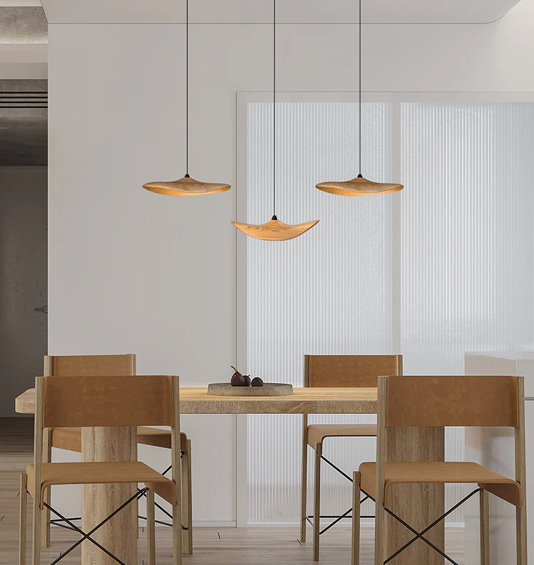 Kintsu Wood Wabi Sabi Japandi Pendant Light Chandelier - Image 14