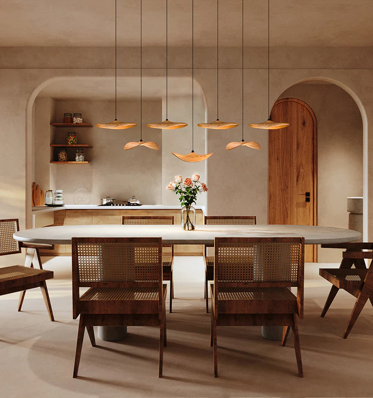 Kintsu Wood Wabi Sabi Japandi Pendant Light Chandelier - Image 15