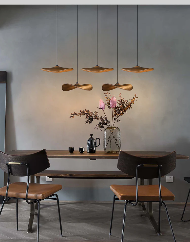 Kintsu Wood Wabi Sabi Japandi Pendant Light Chandelier - Image 16