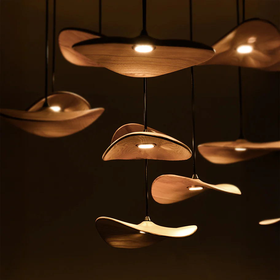 Kintsu Wood Wabi Sabi Japandi Pendant Light Chandelier - Image 2