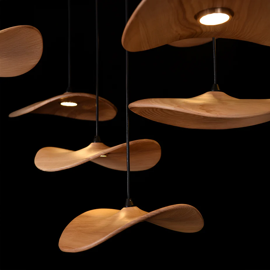 Kintsu Wood Wabi Sabi Japandi Pendant Light Chandelier - Image 3