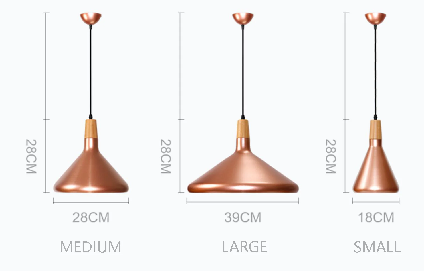 Kopar Minimalist Copper Brass Coloured Shade And Wooden Pendant Light - Image 3