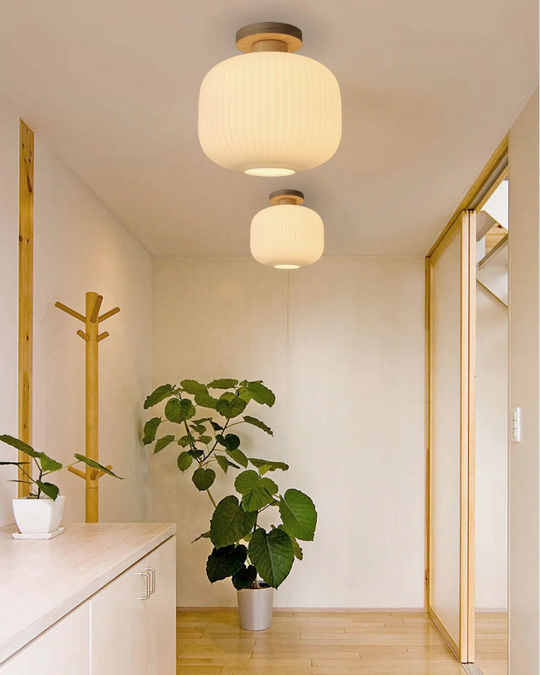 Lampions Paper Lantern Japandi Fixed Glass Ceiling Light - Image 2