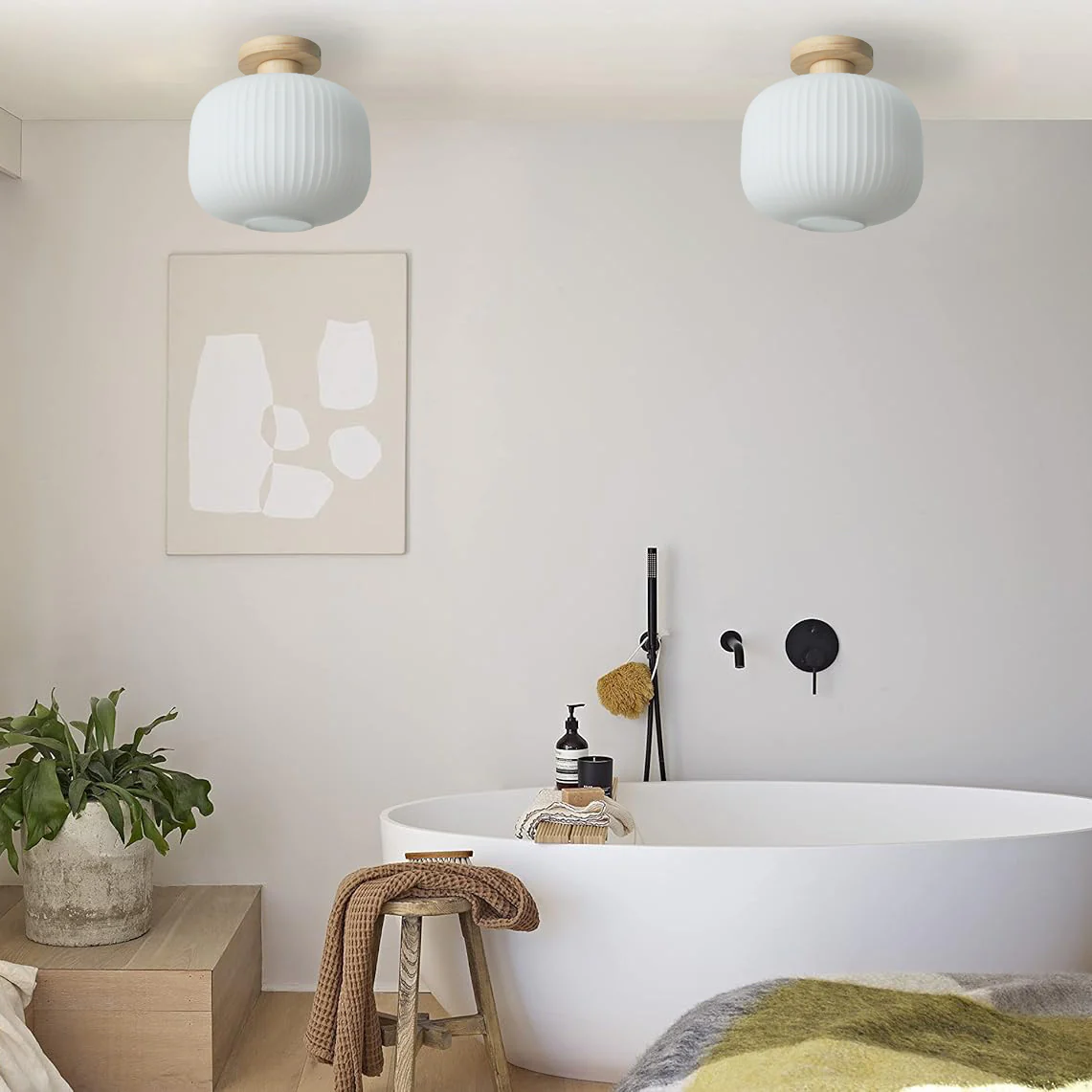 Lampions Paper Lantern Japandi Fixed Glass Ceiling Light - Image 5