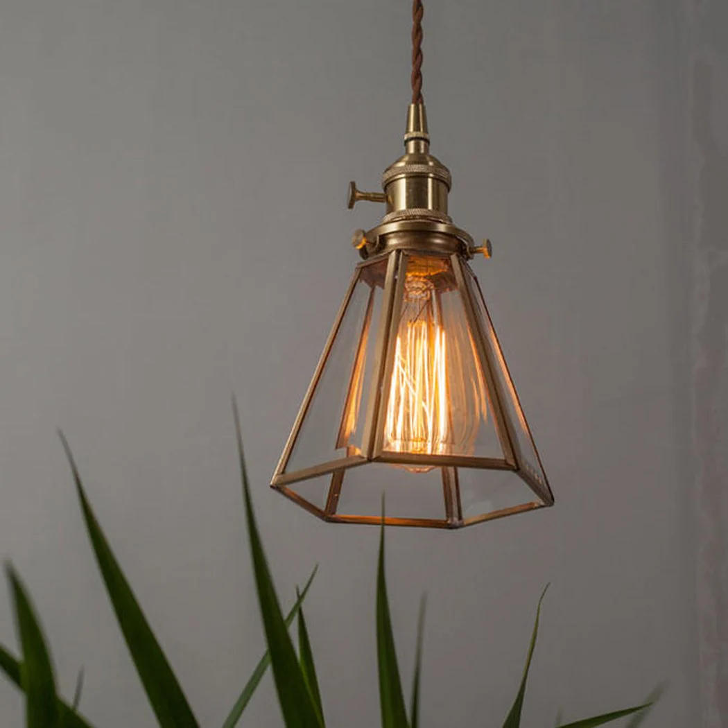 Lanterna brass frame glass pendant light - Image 2