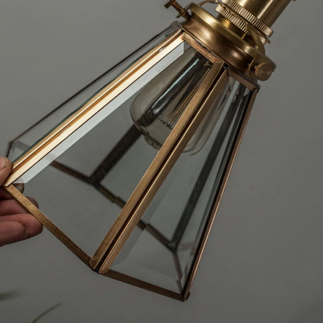 Lanterna brass frame glass pendant light - Image 3