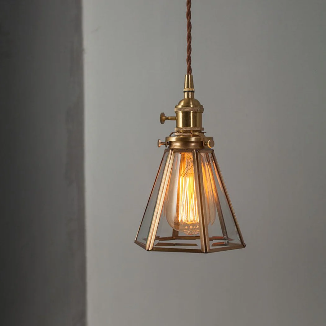 Lanterna brass frame glass pendant light - Image 5