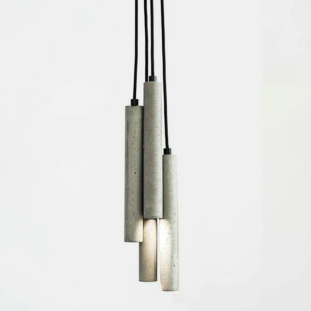 Long Concrete Pipe Minimalist Line Pendant Light