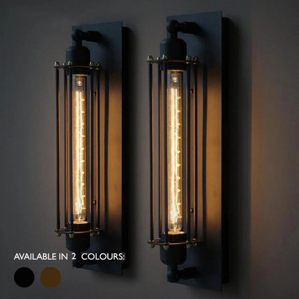 Long Pencil Cage Industrial Retro Wall Light