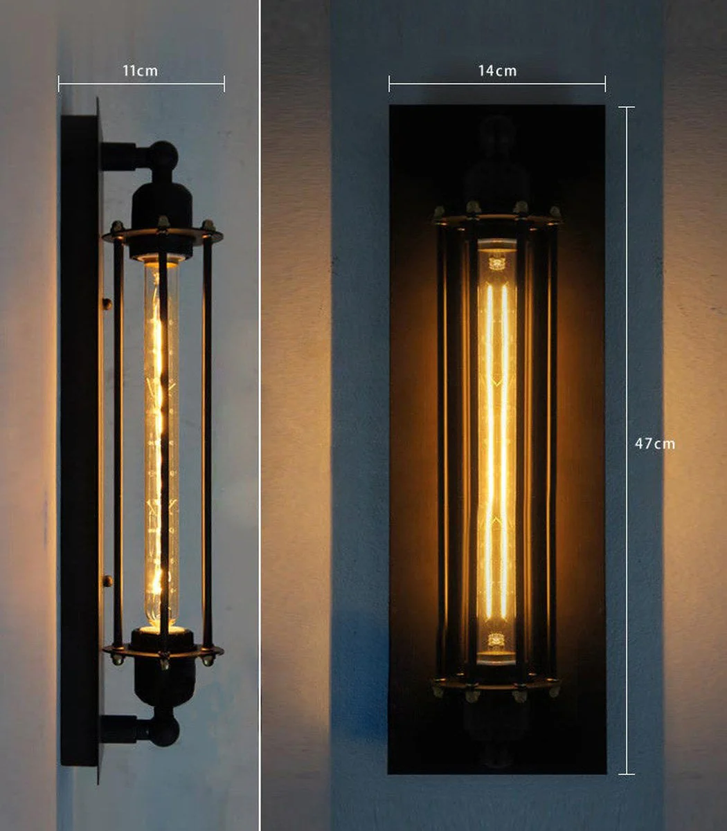 Long Pencil Cage Industrial Retro Wall Light - Image 6