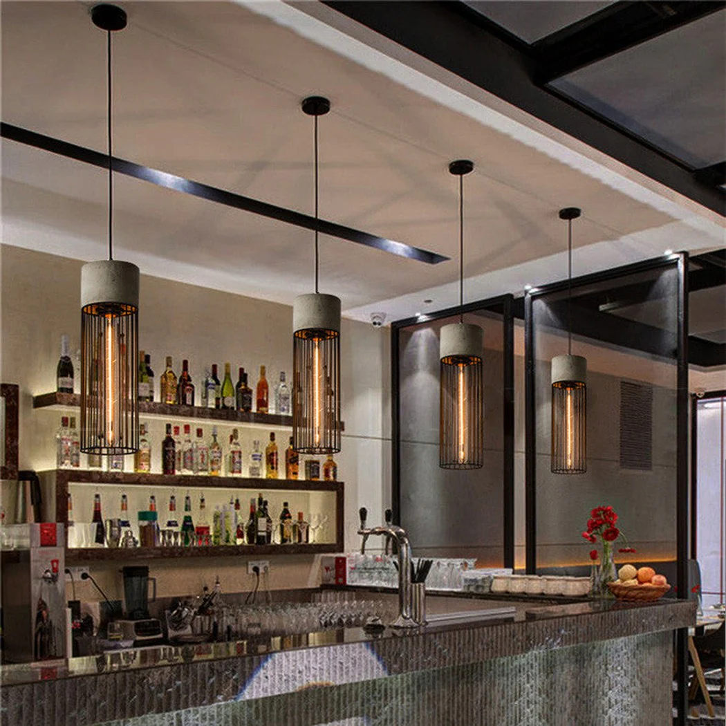 Long Pencil Concrete Cage Minimalist Pendant Light - Image 2