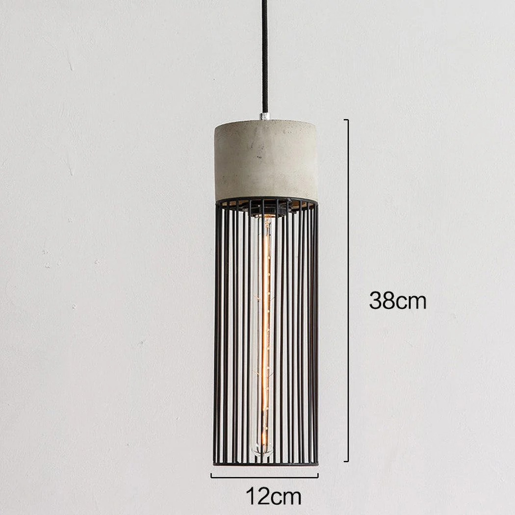 Long Pencil Concrete Cage Minimalist Pendant Light - Image 6