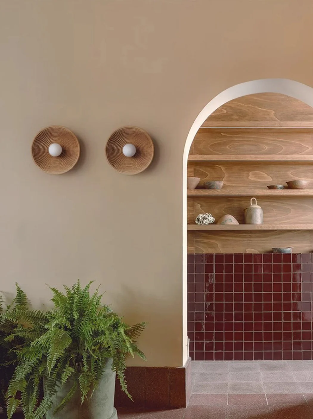 Longleaf Natural Wooden Plate Wall Light - Image 16
