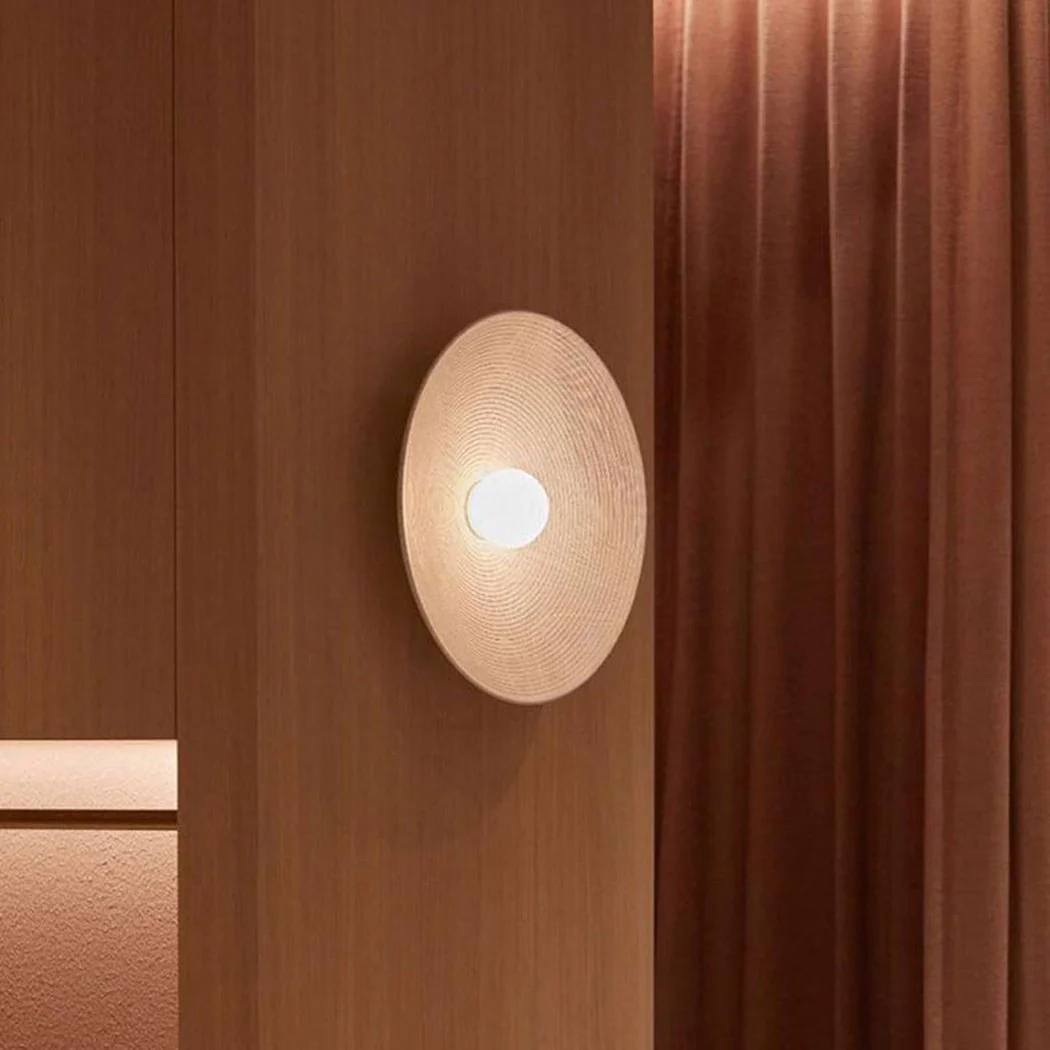 Longleaf Wooden Texture Plate Wall Light In White - Image 4