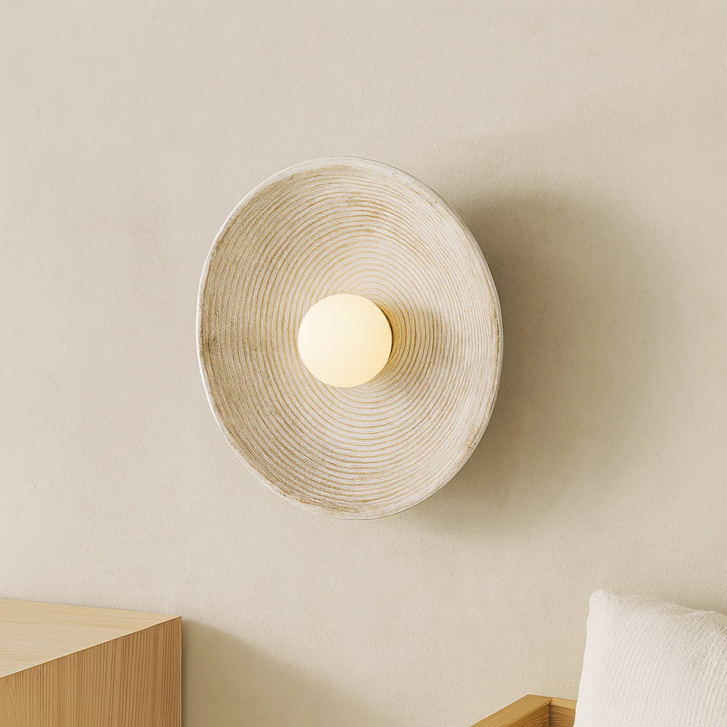 Longleaf Wooden Texture Plate Wall Light In White - Image 5