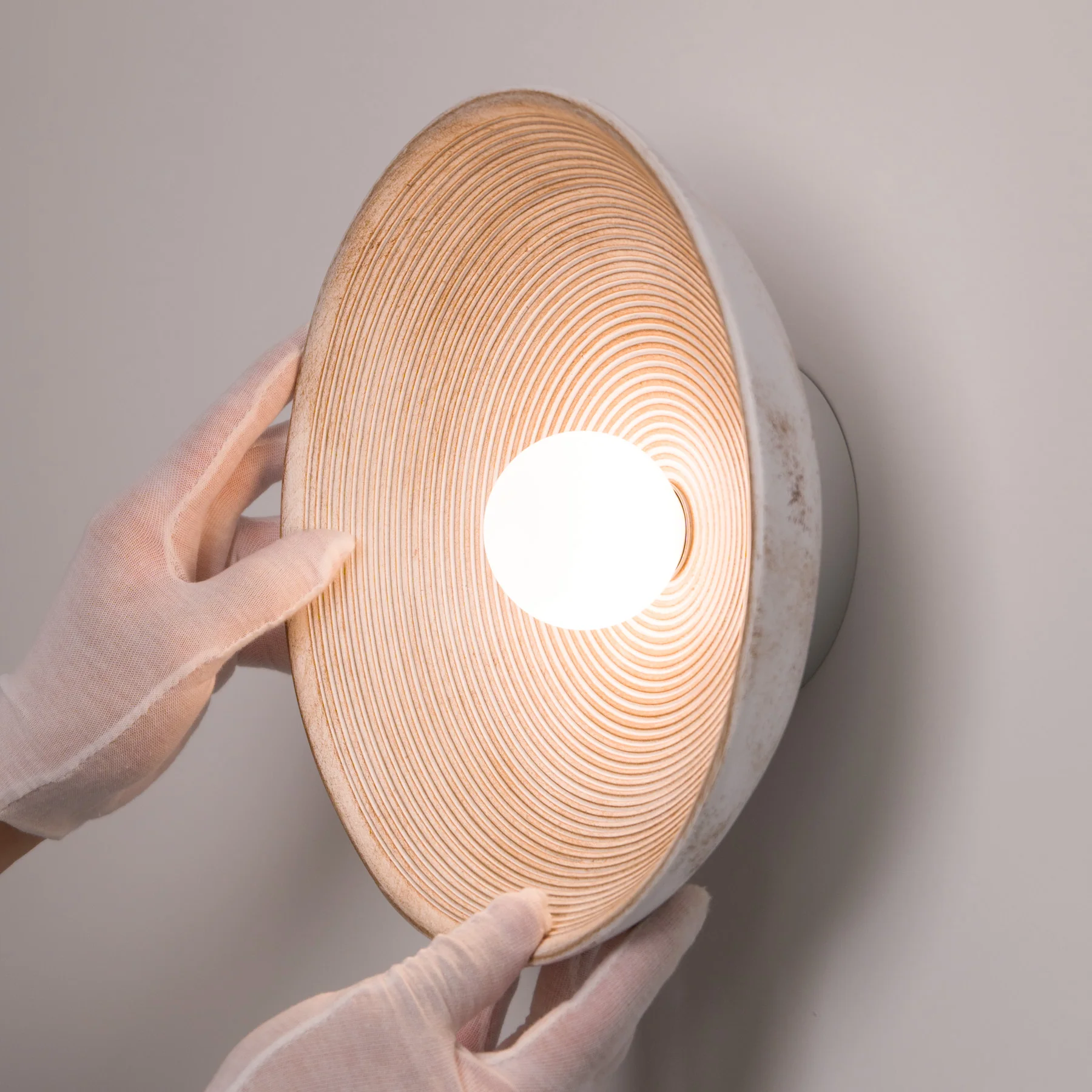 Longleaf Wooden Texture Plate Wall Light In White - Image 6