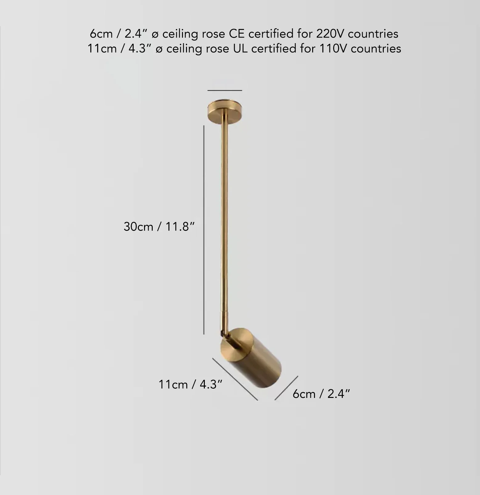 Lux Minimalist Adjustable Rod Spot Light - in Brass - Image 10