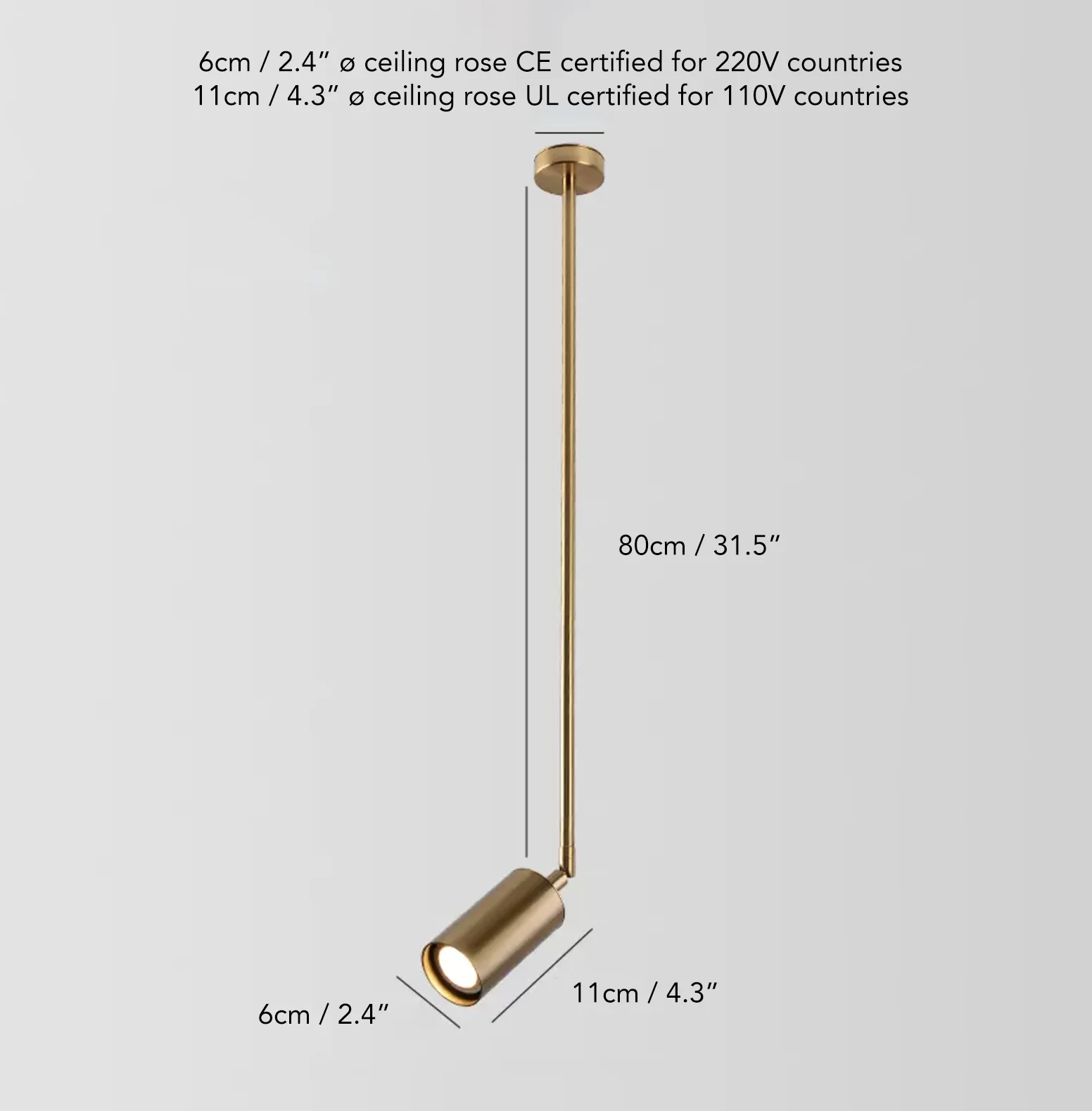 Lux Minimalist Adjustable Rod Spot Light - in Brass - Image 11