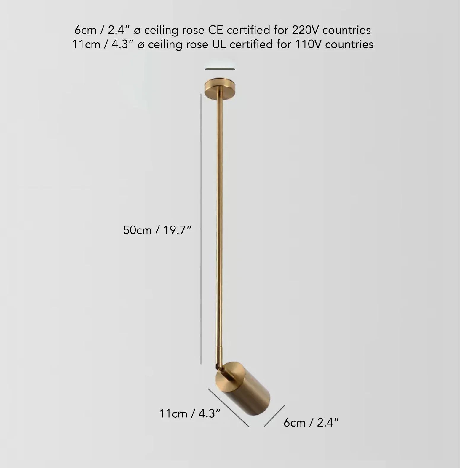 Lux Minimalist Adjustable Rod Spot Light - in Brass - Image 12