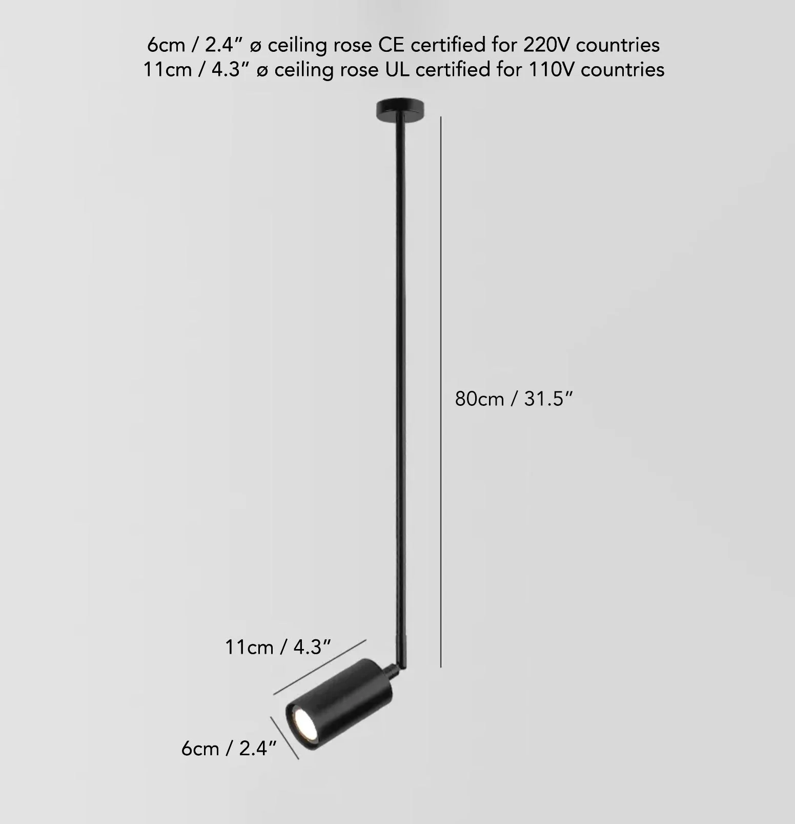 Lux Minimalist Adjustable Rod Spot Light - in Black - Image 10